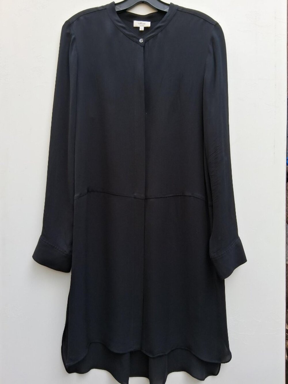 WILFRED ARITZIA Bossut minimalist silk shirtdress/tunic, black (Size L)